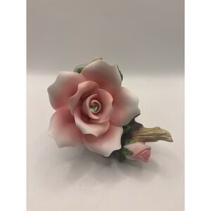 Vintage Porcelain Pink Rose Night Light Plug In Floral Ceramic Wall Lamp Decor